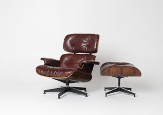 oxlood leather rosewood lounge chair on white background