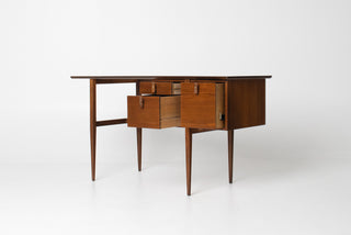 Vintage California modern desk with asymmetrical drawer layout