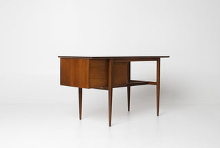 Vintage California modern desk with asymmetrical drawer layout