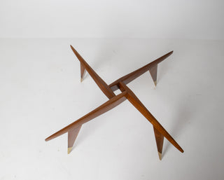 Rare Gio Ponti Round Coffee Table in Walnut and Brass
