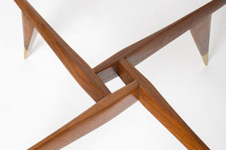 Rare Gio Ponti Round Coffee Table in Walnut and Brass