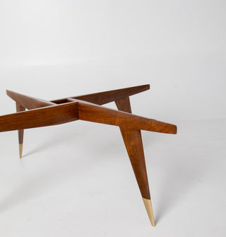 Rare Gio Ponti Round Coffee Table in Walnut and Brass