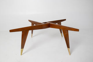 Rare Gio Ponti Round Coffee Table in Walnut and Brass