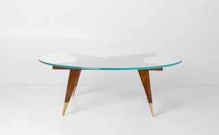Rare Gio Ponti Round Coffee Table in Walnut and Brass