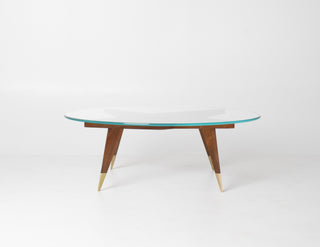 Rare Gio Ponti Round Coffee Table in Walnut and Brass