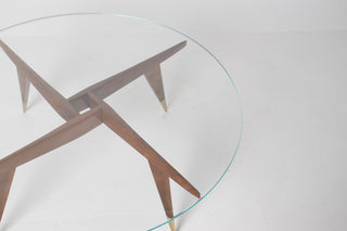 Rare Gio Ponti Round Coffee Table in Walnut and Brass