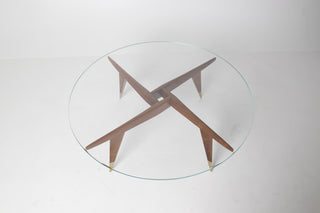 Rare Gio Ponti Round Coffee Table in Walnut and Brass