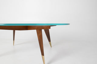 Rare Gio Ponti Round Coffee Table in Walnut and Brass