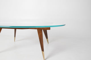 Rare Gio Ponti Round Coffee Table in Walnut and Brass