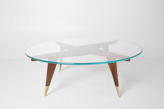 Rare Gio Ponti Round Coffee Table in Walnut and Brass