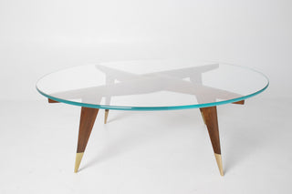 Rare Gio Ponti Round Coffee Table in Walnut and Brass