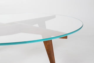 Rare Gio Ponti Round Coffee Table in Walnut and Brass