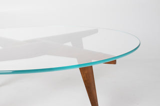 Rare Gio Ponti Round Coffee Table in Walnut and Brass