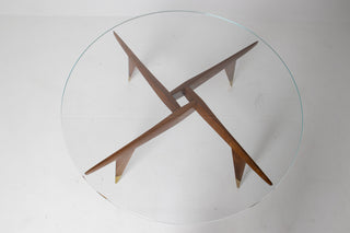 Rare Gio Ponti Round Coffee Table in Walnut and Brass