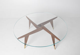 Rare Gio Ponti Round Coffee Table in Walnut and Brass