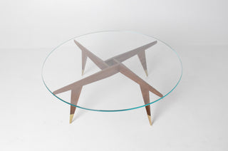 Rare Gio Ponti Round Coffee Table in Walnut and Brass