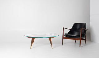 Rare Gio Ponti Round Coffee Table in Walnut and Brass