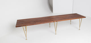Rare Extra Long Hugh Acton Bench in Walnut