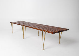 Rare Extra Long Hugh Acton Bench in Walnut