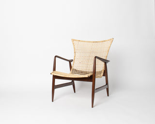 Rare Ib Kofod Larsen Lounge Chair in Cane
