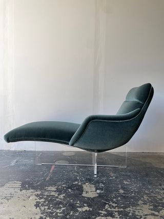 Vladimir Kagan Erica Chaise Lounge Chair in New Holly Hunt Mohair, Circa 1960's