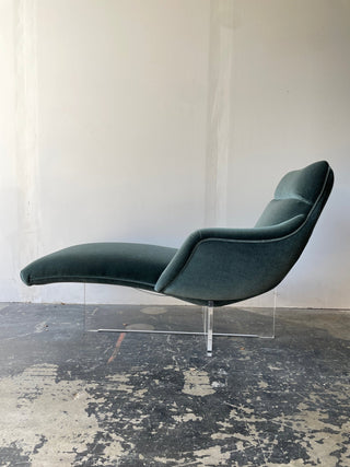 Vladimir Kagan Erica Chaise Lounge Chair in New Holly Hunt Mohair, Circa 1960's