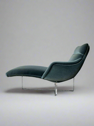 Vladimir Kagan Erica Chaise Lounge Chair in New Holly Hunt Mohair, Circa 1960's