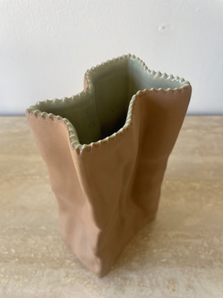 Tapio Wirkkala Large Brown Paper Bag Porcelain Vase by Rosenthal in Germany