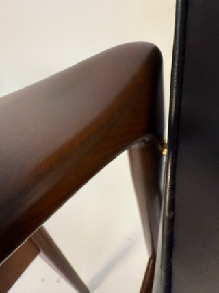 Ib Kofod-Larsen Recliner and Ottoman for Selig in Black Italian Leather