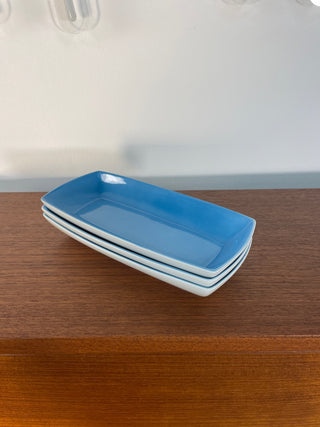 Set of Three Lagardo Tackett Blue Porcelain Trays for Schmid