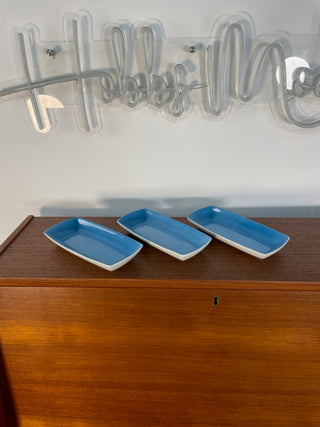 Set of Three Lagardo Tackett Blue Porcelain Trays for Schmid