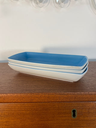 Set of Three Lagardo Tackett Blue Porcelain Trays for Schmid