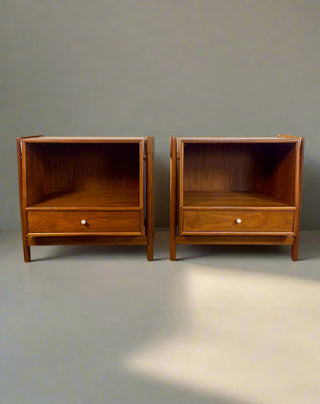 Pair of Walnut Floating Nightstands by Kipp Stewart for Drexel Declaration