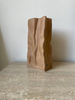 Tapio Wirkkala Large Brown Paper Bag Porcelain Vase by Rosenthal in Germany