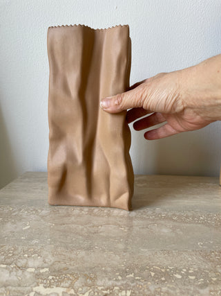 Tapio Wirkkala Large Brown Paper Bag Porcelain Vase by Rosenthal in Germany