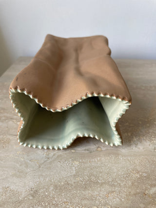 Tapio Wirkkala Large Brown Paper Bag Porcelain Vase by Rosenthal in Germany