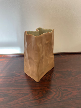 Tapio Wirkkala Small Brown Bag Porcelain Paperback Vase by Rosenthal in Germany
