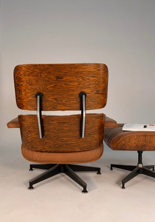 Early 3rd Generation Eames Lounge Chair and Ottoman in Rosewood & Tan Leather
