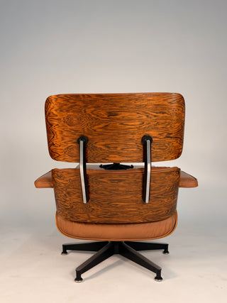 Early 3rd Generation Eames Lounge Chair and Ottoman in Rosewood & Tan Leather