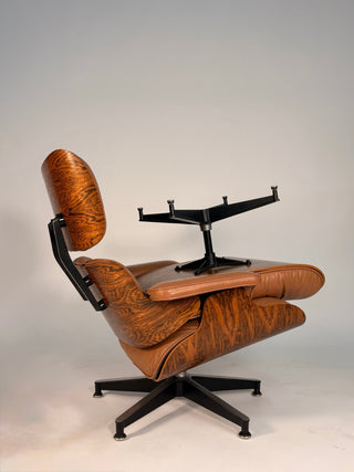 Early 3rd Generation Eames Lounge Chair and Ottoman in Rosewood & Tan Leather