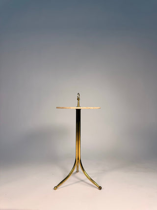 Cesare Lacca Italian 1950s Brass and Travertine Side Table