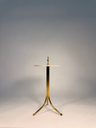 Cesare Lacca Italian 1950s Brass and Travertine Side Table