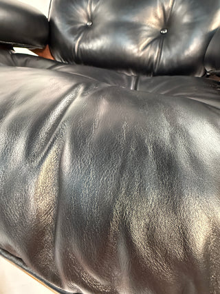1st Generation Eames Lounge Chair in Rosewood with New Black Leather