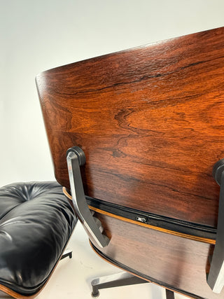 1st Generation Eames Lounge Chair in Rosewood with New Black Leather