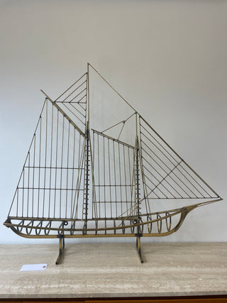 Curtis Jere Brass Sailboat Sculpture