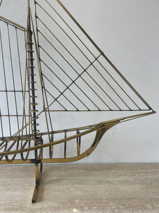 Curtis Jere Brass Sailboat Sculpture