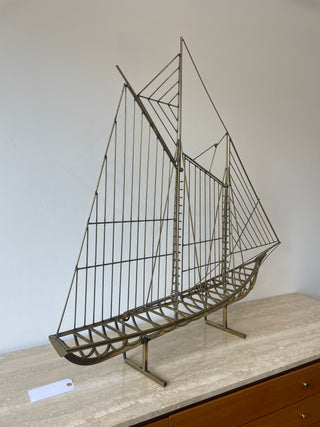 Curtis Jere Brass Sailboat Sculpture