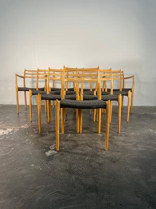 Set of 10 Niels Otto Møller Dining Chairs Model 78 and 62 in Maple & Black Danish Cord