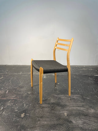 Set of 10 Niels Otto Møller Dining Chairs Model 78 and 62 in Maple & Black Danish Cord