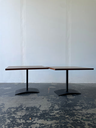 Pair of Milo Baughman Mulit-Wood Striped End Tables for Directional